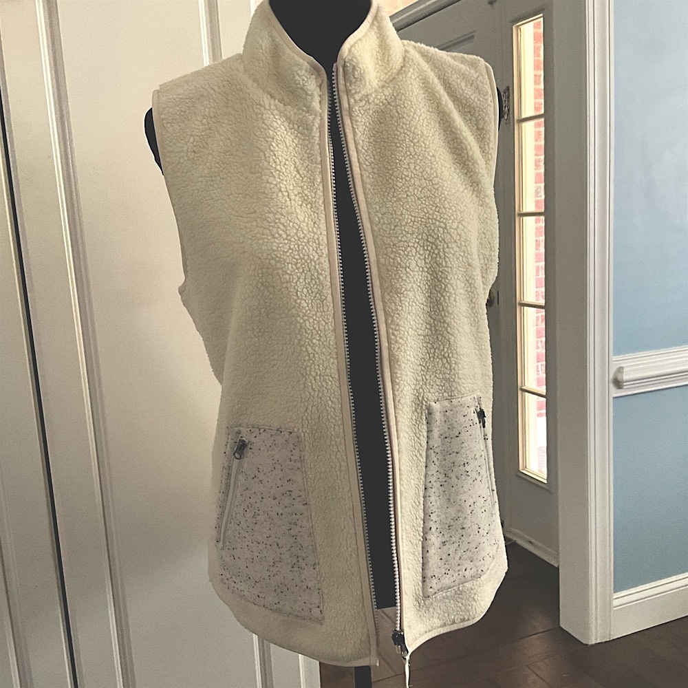 NWOT Talbots Teddy Medium Teddy Sherpa Vest Off-White VEST